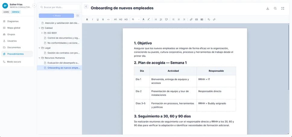 Editor de procedimientos de Mapaflow